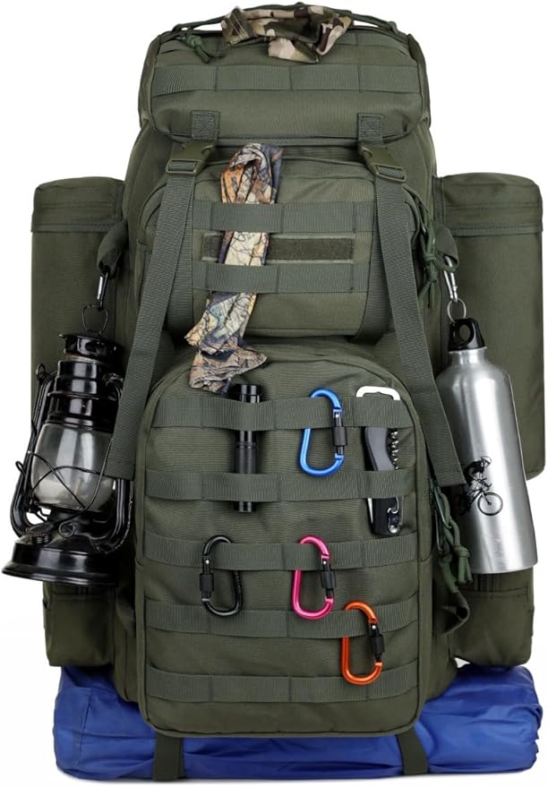 Tactical Backpack Military Molle Hiking 56-75L Outdoor Hiking Bag Wild Jungle Tactical Trekking Army Green