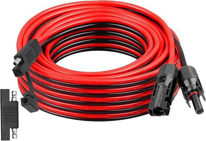 XRDS -RF 10AWG SAE to Solar Panel Connector Cable 30FT Heavy-Duty Tinned Copper Solar Extension Cable with SAE Polarity Reverse Adapter for Solar Power Systems and Battery Connections