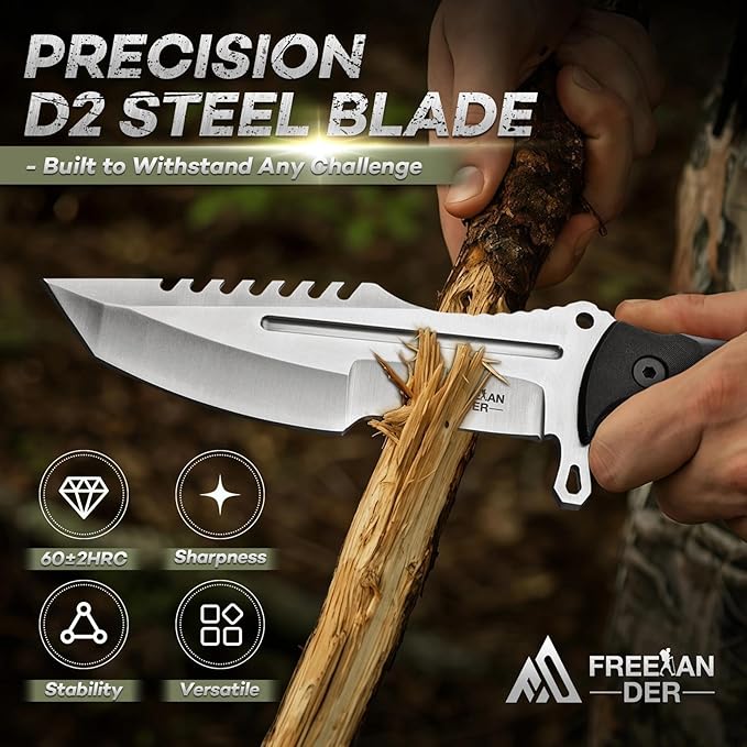 Freelander Tactical Axe 2 Pack and Outdoor Fixed Blade Knife with Kydex Sheath