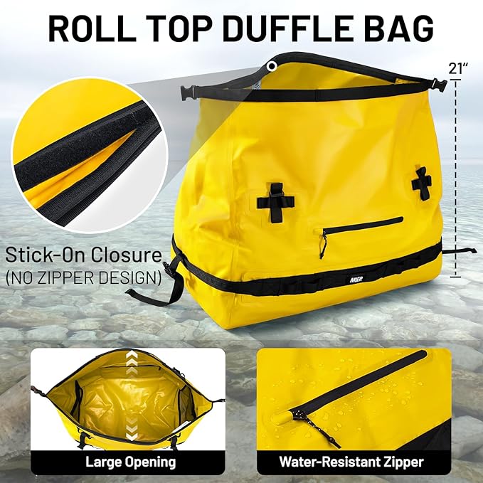 MIER Waterproof Duffel Bag Motorcycle Dry Bag Backpack Large Roll-Top Heavy Duty Dry Duffle Bags for Kayaking Camping Boating Gym Beach Cruise Ship 60L/80L