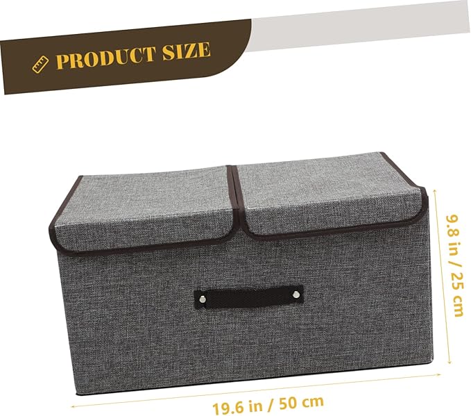 Cabilock Cotton Fabric Double Lid Storage Box Collapsible Organizer Large Capacity for Clothes Toys Books
