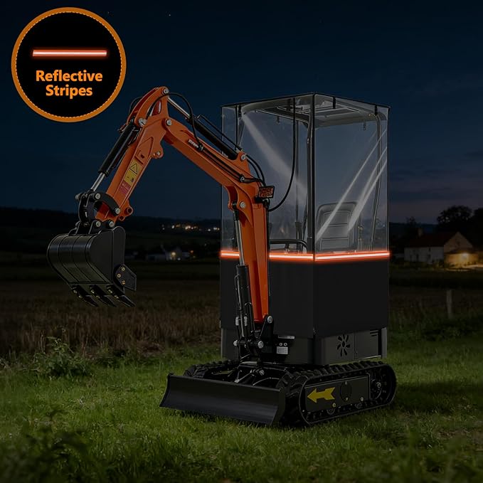 Mini Excavator Cover Transparent Anti-Wrinkle Excavator Cab Cover Fits Bobcat E20/Kubota U17 Models (1760-3530 lbs) Features Openable Windows Rollable on All Four Sides Safety Reflective Strips