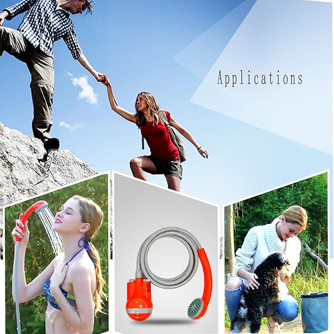 KSTYLE Portable Showers Camping Shower Camping Shower with Submersible Pump Portable Outdoor Shower Water Pump for CampingOrange