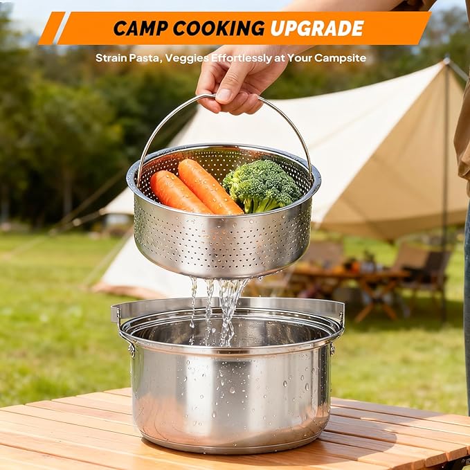 ROVSUN 34/10/6 pcs Camping Cookware Mess Kit Lightweight Non-Stick Camping Cooking Pot and Pan Set with Stainless Steel Camping Gear Kettle Cup for Open Fire Backpacking Outdoor Cooking