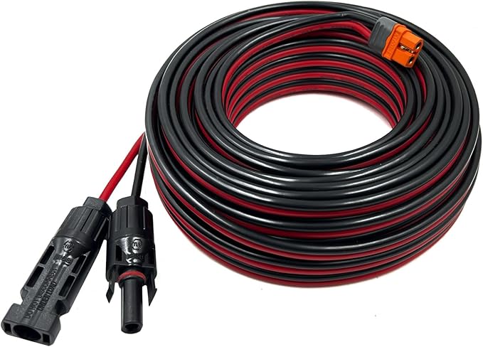 Solar Charge Cable Solar Connector to XT60i Adapter Connector Connecting Solar Panel XT60i-F Extension Cable 12AWG Cable Compatible for EcoFlow Solar Portable Power Station 15.24M (50FT)