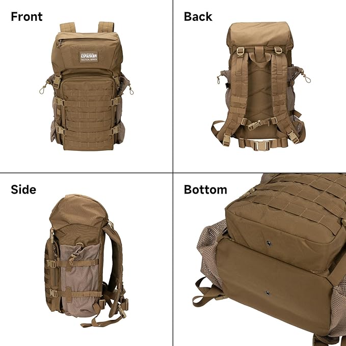 EXCELLENT ELITE SPANKER 40L Camping Hiking Backpack for Men and Women Tactical Military Backpack Large Rucksack Assault Pack Bag for Outdoor Camping HikingTravel Backpacking(Coyote Brown)