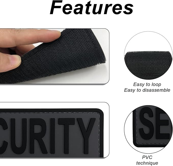 3Pcs PVC Security Patch with Hook Fastener Back for Hats Caps Vests Jackets Bags Backpacks (3 Pack 1Pcs 4 x 1.4 1Pcs 6 x 2 and 1Pcs 8.5 x 3)