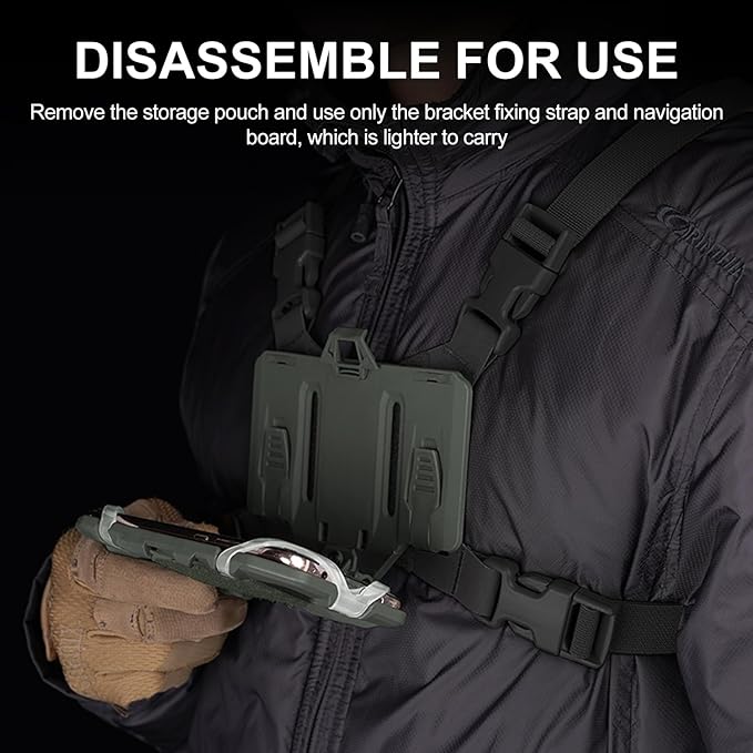 Tactical Phone Chest Mount with Chest Vest Rig Bag Pack Molle Foldable Navigation Universal Phone Holder Board for Hunting