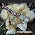 MJ Custom Forged Carbon Steel Viking Axe with Rose Wood Shaft Viking Bearded Camping Axe Tomhawk Ready Battle Axe Black