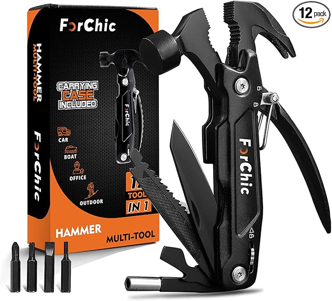 Hammer Multi Tool 12 in 1 Hammer Camping Gear Survival Tool Birthday Christmas Gift for Men Christmas Gifts for Dad Who Wants Nothing Mens Gifts for Him Dad Husband Grandpa Boyfriend
