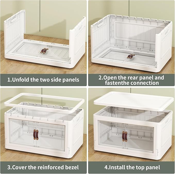 5 Storage Bins with 5 Lids78 Qt White Closet Organizers and Storage 3 Packs Stackable Bins with WheelsDouble Door Collapsible Storage Bins for Home and OfficeClear White Door