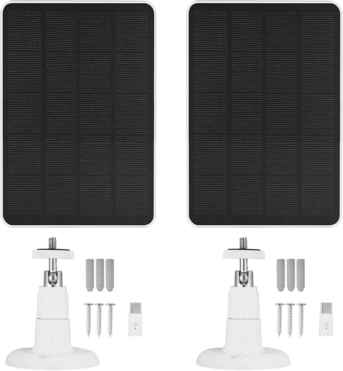 2 Pack 5V 7W Solar Panel Charger for Bird Feeder Wyze Cam Outdoor v1 Cam Outdoor v2、Wyze Battery Cams ProArloSimplisafeEufy Security Camera Micro USB &amp USB Type C Cable 5V 7W &amp More