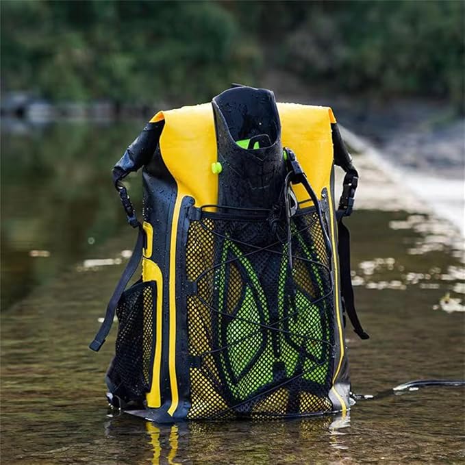 Generic Waterproof Backpack Kayak Dry Bag Backpack Waterproof 30L Lightweight Roll Top Dry Bag for Boating Surfing Camping (Yellow30L)