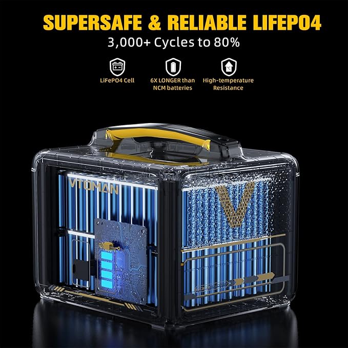 VTOMAN Jump 600X Extra Battery 640Wh for Jump 600X Portable Power Station LiFePO4 (LFP) Backup Expansion Battery with BMS Protection