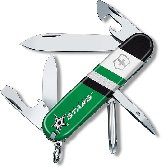 Victorinox Tinker Swiss Army Knife – Compact 12 Function Swiss Made Pocket Knife with Large Blade Small Blade and Bottle Opener – Dallas Stars