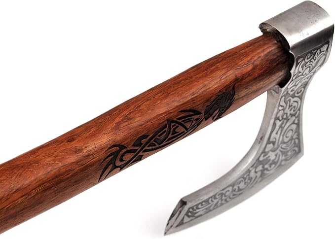 Armory Replicas - Hand Forged Viking Skeggøx Battle Axe - Medieval Replica High Carbon Tempered Steel Functional Bearded Axe w/Leather Sheath