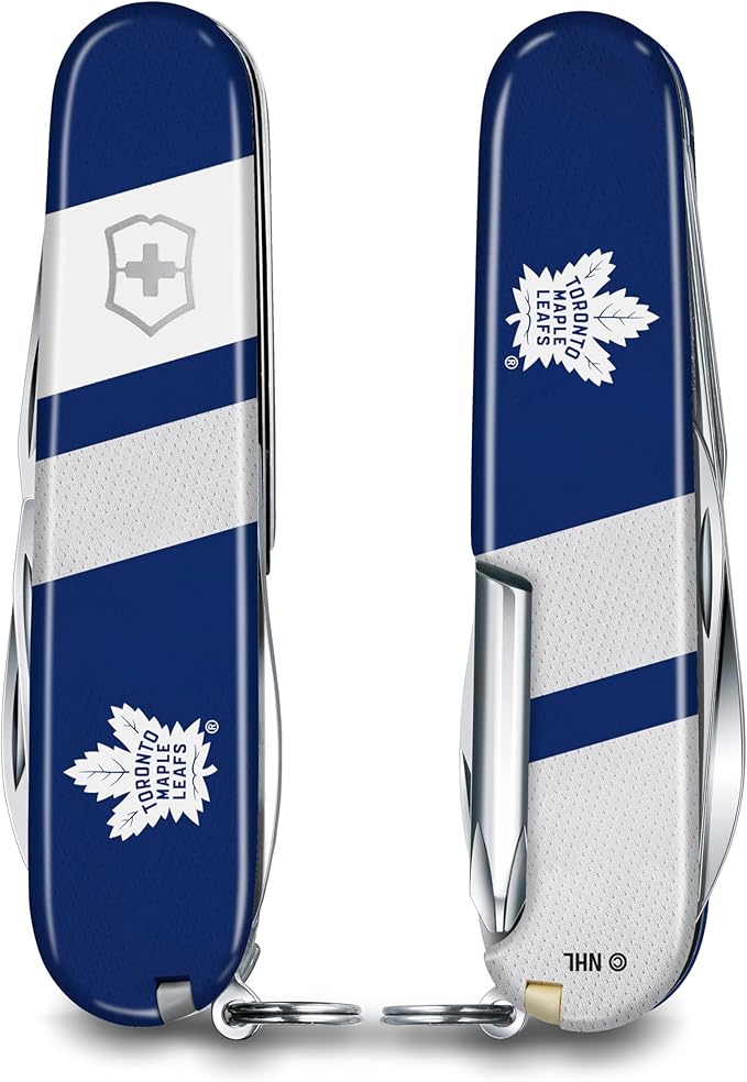 Victorinox Tinker Swiss Army Knife – Compact 12 Function Swiss Made Pocket Knife with Large Blade Small Blade and Bottle Opener – Toronto Maple Leafs