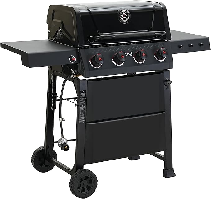 Feasto 4-Burner Propane Gas Grill 36000 BTU Outdoor Patio BBQ with Dual Side Tables Porcelain-Enameled Cookbox &amp Porcelain-Enameled Cast-Iron Grates for Deck Parties &amp Patio BBQ 559 Sq. In