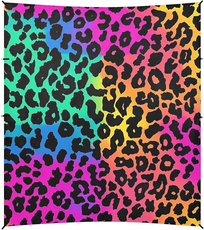 ALAZA Neon Leopard Skin Print Beach Tent Sun Shelter Portable Canopy Sunshade for Outdoor Camping Picnics Backyard Fun 10x9 ft