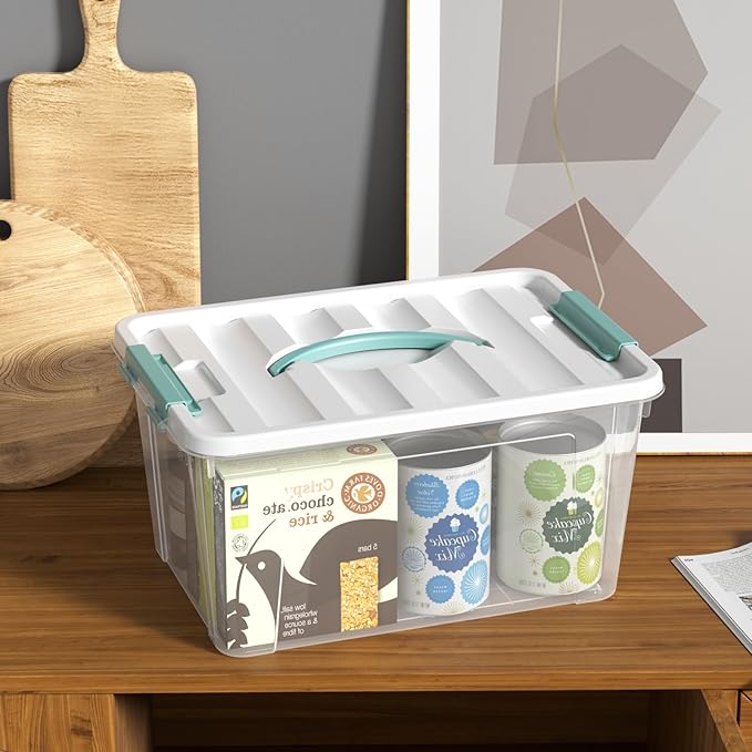 6-Pack Clear Storage Latch Bins 14 L Plastic Storage Boxes with Lid