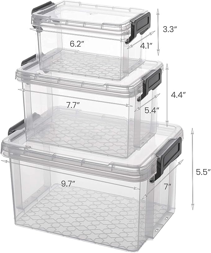 HANAMYA Storage Organizer Set of 1 QT 2.5 QT and 4 QT Storage Containers with Lid Set of 9 Clear