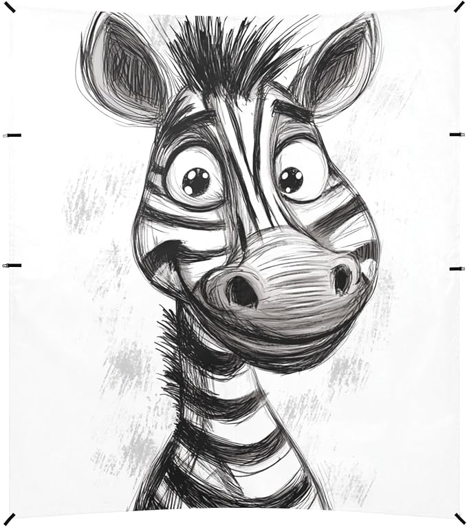 ALAZA Hand Drawn Portrait of Funny Zebra Cartoon Beach Tent Sun Shelter Portable Canopy Sunshade for Outdoor Camping Picnics Backyard Fun 10x9 ft