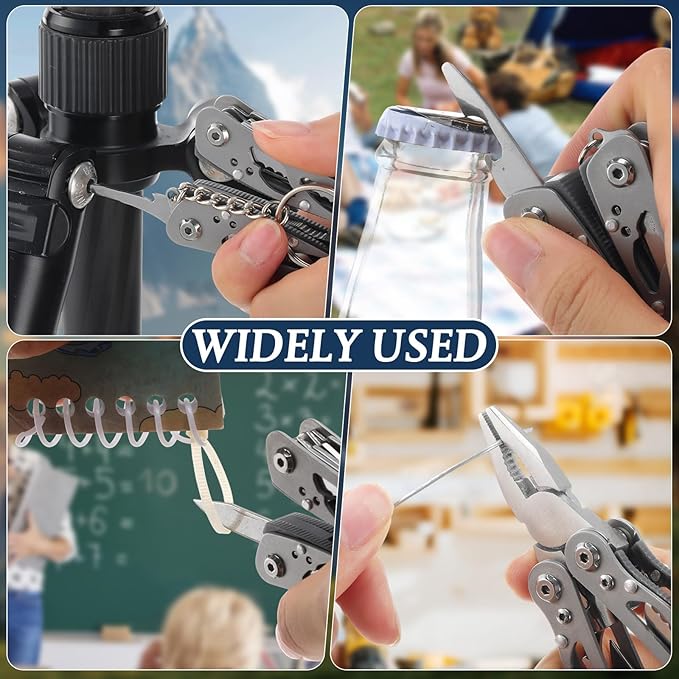 6 Pack Father's Day Mini Multitool Pliers Gifts with Man of God Cards for Men Him Dad Boyfriend Small Multitool Pocket Pliers Stainless Steel Mini Plier Man of God Gifts Father's Day Gift