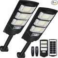 Solar Outdoor Light 2 Pack 144 LED 6500K Dusk to Dawn Solar Powered Street Light IP65 Waterproof Motion Sensor Security Flood Light with Remote Control Smart Light for Patio Barn Yard Garage