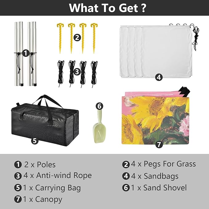Oil Painting Bouquet on Pink Foldable Beach Tent UPF50+ Water-Resistant Sun Shelter with Sand Shovel Sandbags for Camping Picnics Backyard