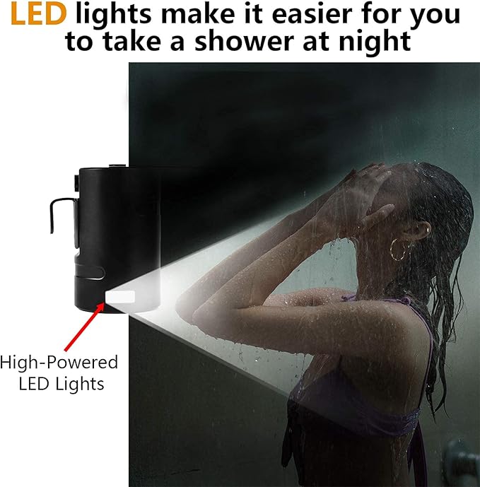 Portable Camping Shower Built-in 4400mAh USB Rechargeable IPX7 Waterproof Battery Shower Pump+Collapsible Bucket for Family Camp Hiking Backpacking Travel Beach Pet Flowering Outdoor
