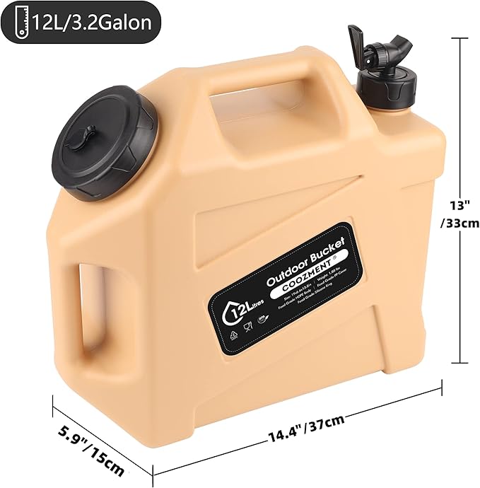 3.2 Gallon/5 Gallon Water Containers with Spigot BPA Free Water Jug Military Green Water Tank Multifunction Water Storage Containers for Camping Outdoor HikingEmergency Stroage