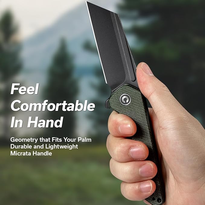 CIVIVI Pocket Knife for Men ExOne Folding Knife with Flipper 2.94 Nitro-V Reverse Tanto Blade Micarta Handle for Perfect EDC Gift C23036-3