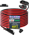 10AWG 40FT Solar Adapter to SAE Extension Cable Male &amp Female Solar Panel Plug Pure Copper Solar Cable Adapter
