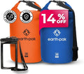 Earth Pak Waterproof Dry Bag - Roll Top Waterproof Backpack Sack (30L Orange &amp 30L Blue)