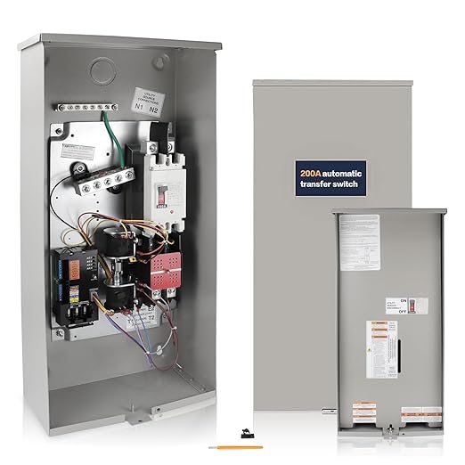 200 Amp Single Phase Generator Automatic Transfer Switch Compatible with Generac RXSW200A3Power Management for Outdoor and Indoor Use Service Entrance Rated NEMA 3R Aluminum Enclosure 120/240 V