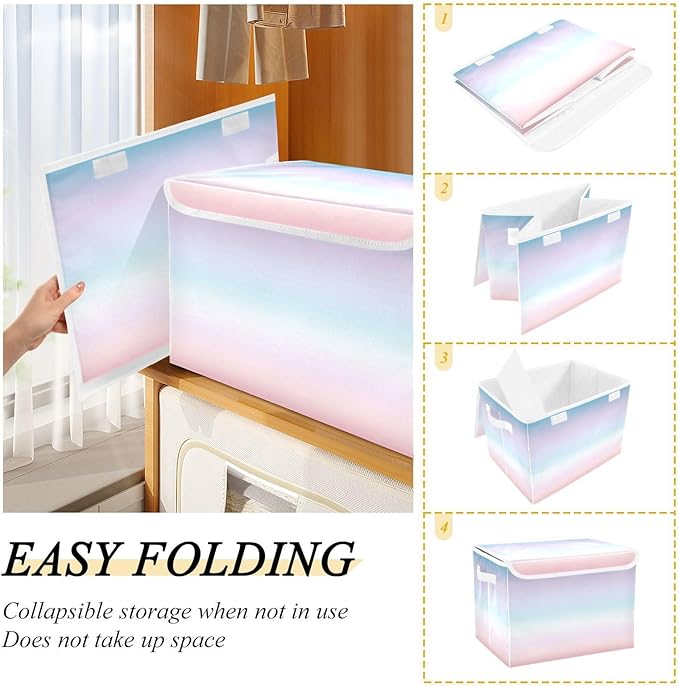Gradients Storage Bins with Lids Foldable Box Organizer Cube Storage Bin for School Supply Home Decor