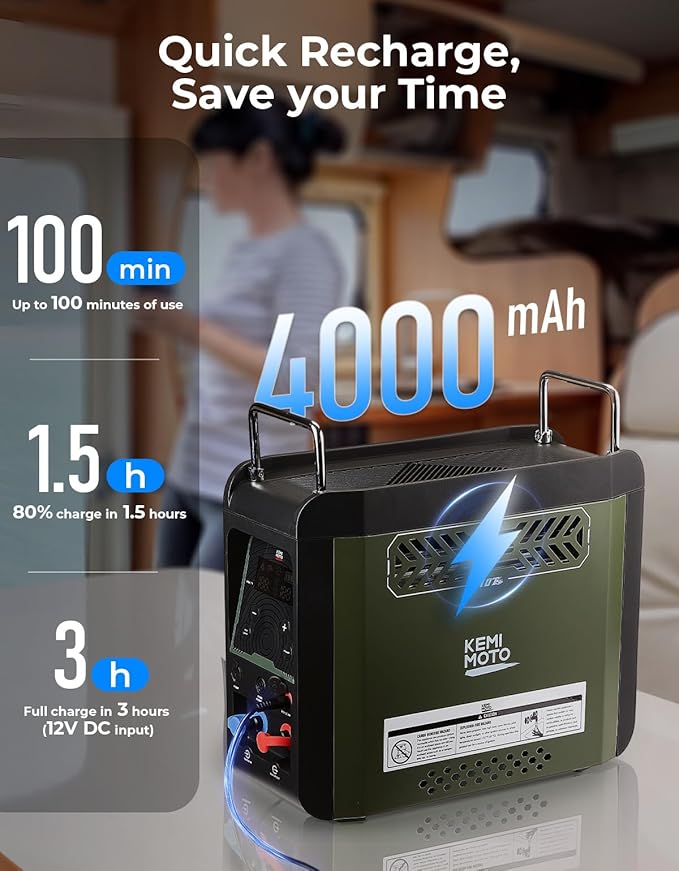 KEMIMOTO Portable Water Heater Thermostatic Propane Water Heater with Pump Max 100 Mins 3s Instant Hot 20000 BTU 4000mAh Rechargeable Battery Suits for Outdoor Camping Cleaning