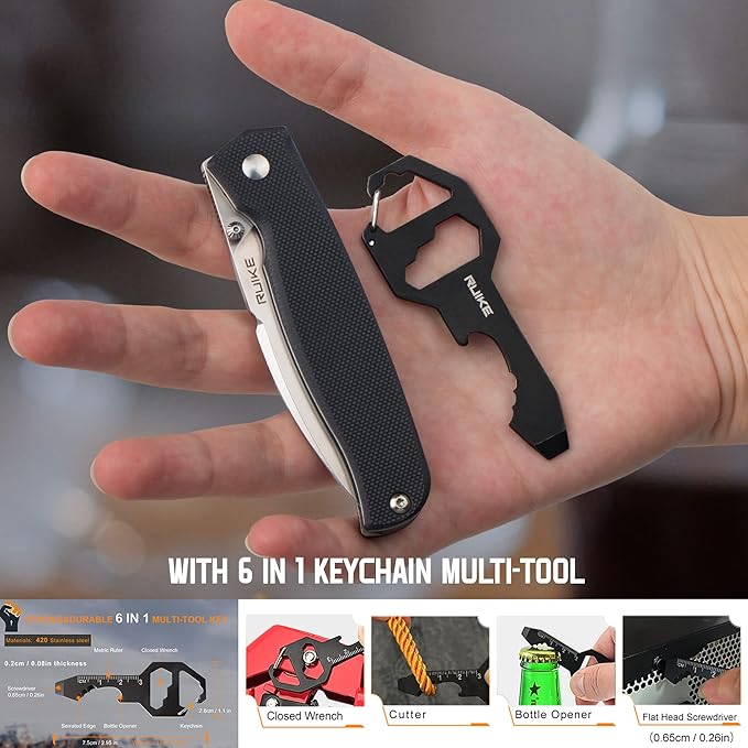 EDC Folding Small Pocket knife for men women 14C28NLiner LockG10 Lightweight Handle Cold Stainless SteelCamping Tactical Knives Belt Clip Flipper Microtech Elemental Survival Hiking Hunting Gad