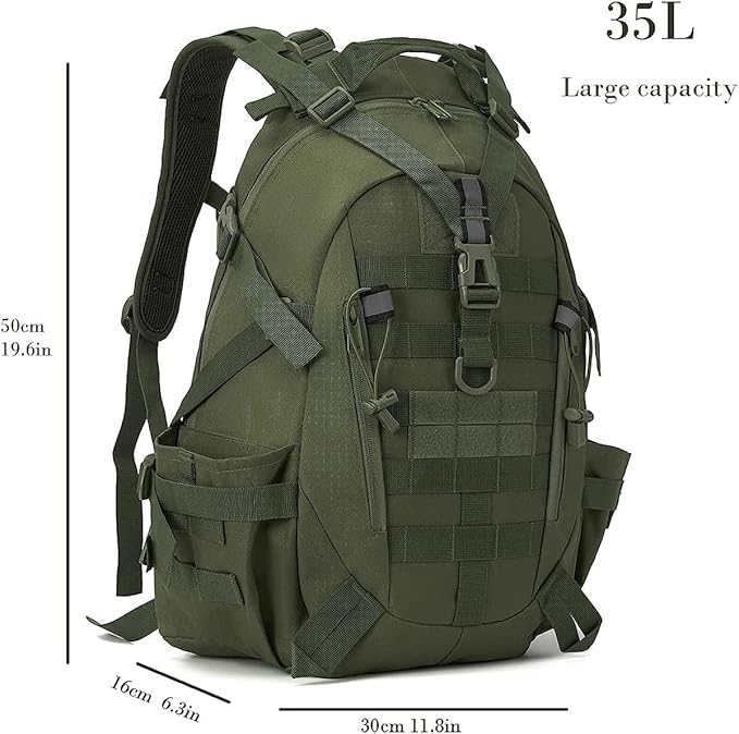 QT&ampQY 35L Military Tactical Backpack Large Army Rucksack Molle Bug Out Bag Assault Pack Outdoor Camping Hunting Laptop Daypack
