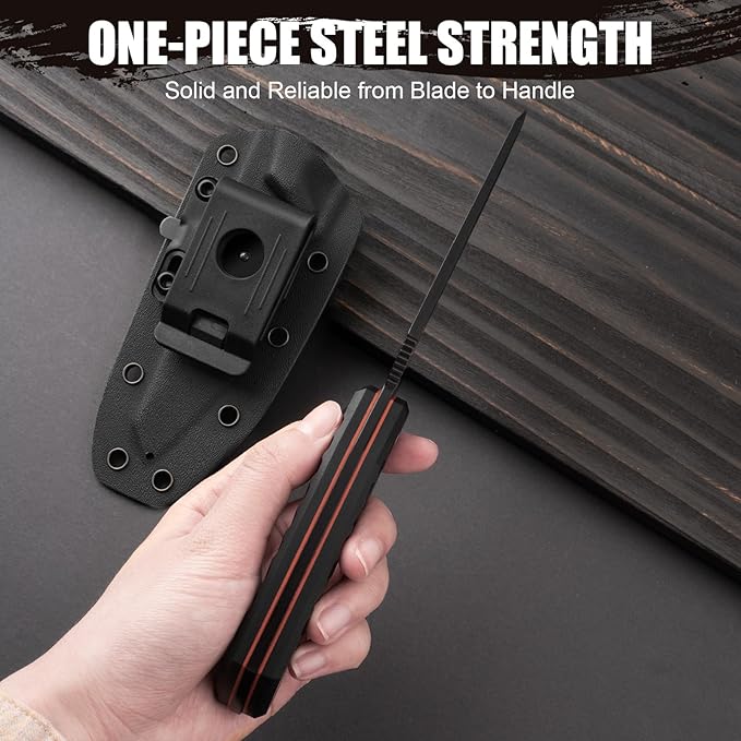 8.35 Fixed Blade Knife with Kydex Sheath 360° Rotating Clip – EDC Camping Hiking Fishing Outdoor Use