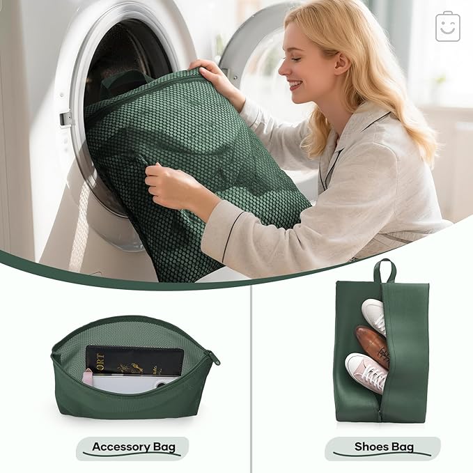 Veken 11 Set Compression Packing Cubes for Travel EssentialsCompressible Expandable Large Luggage Suitcase Organizer Bags for ClothingDurable Space Saver Storage Bags with Toiletry Bags(Dark Green)