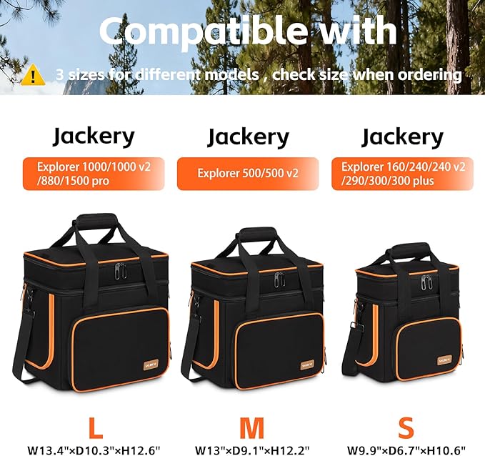Portable Carrying Case Compatible with Jackery Explorer 300/300 plus/240/240 v2/290/160 Flip-top Design Double-Layer Soft Power Station Storage Bag for Accessories/Charging Cable/Solar Generator