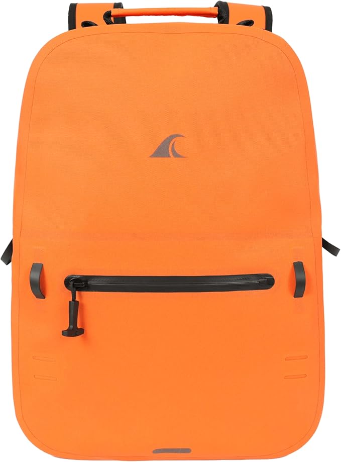 Breakwater Supply™ River Ute Waterproof IP68 Utility Backpack Floating TPU Submersible Dry Bag with Padded Hip Belt and Airtight Zippers | 20L (River Ute 20L Safety Orange)