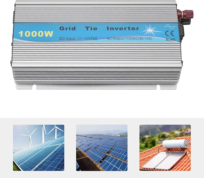 1100W Grid Tie Inverter Micro Inverters for Solar Panels MPPT Pure Sine Wave 22-50VDC Solar Input AC90-140v Output for 36V Solar Panel Ecowatt Power Saver