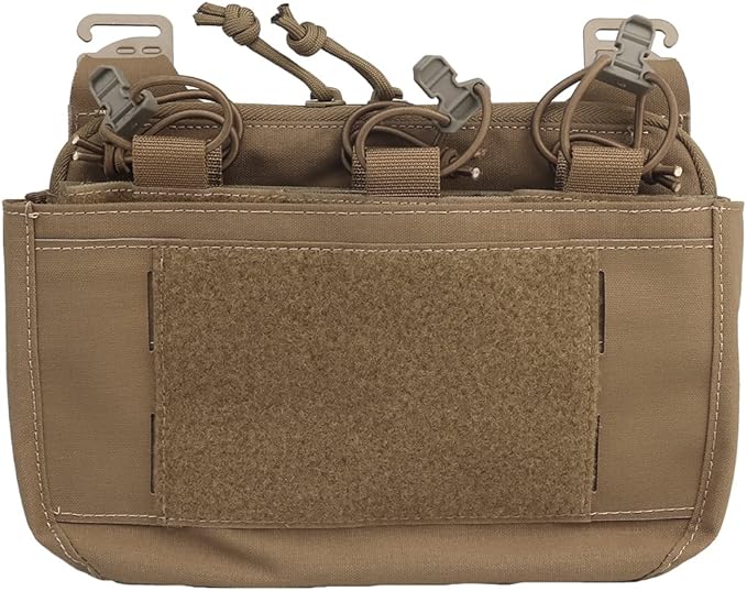 Removable Tactical G-Hook Front Flap Double Stack Abdominal Fanny Pack with 5.56mm Triple Magazine Insert and Kangaroo Pouch