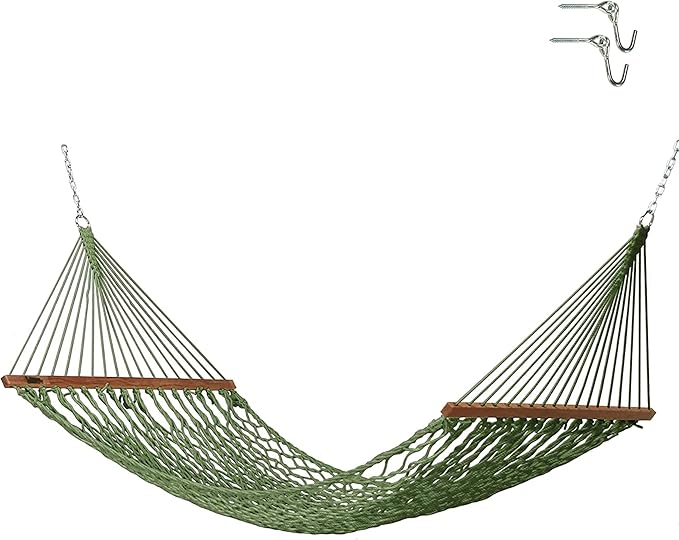 Hatteras Hammocks Small Meadow DuraCord Rope Hammock – 11 ft. x 45 in. 450 lb Capacity Cumaru Spreader Bar Zinc-Plated Hardware Handcrafted in The USA
