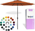 Midtown Umbrellas - 10-Year-No-Fade 9 Ft Patio Umbrella with Terylast Fabric Auto-Tilt Aluminum Frame and 8 Reinforced Ribs for Deck Pool Garden &amp Beach - Dark Orange Canopy Black Pole
