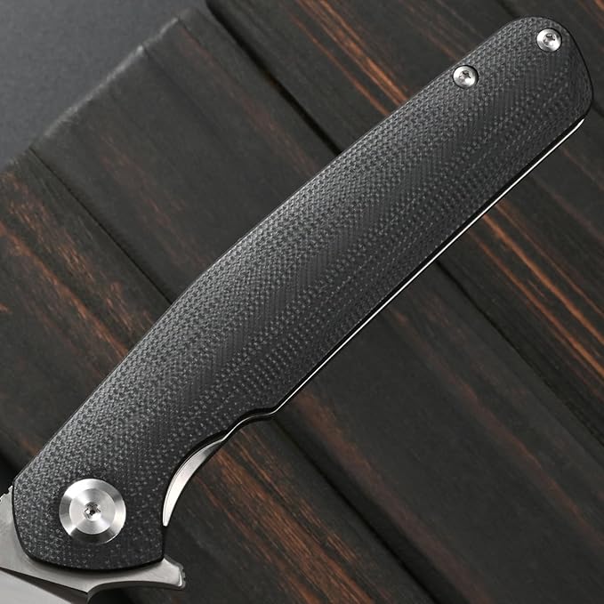 Sitivien ST102 Folding Knife D2 Steel Blade+G10 Handle Pocket Knife EDC Tool Knife for Outdoor Camping Hunting Survival (Black) …