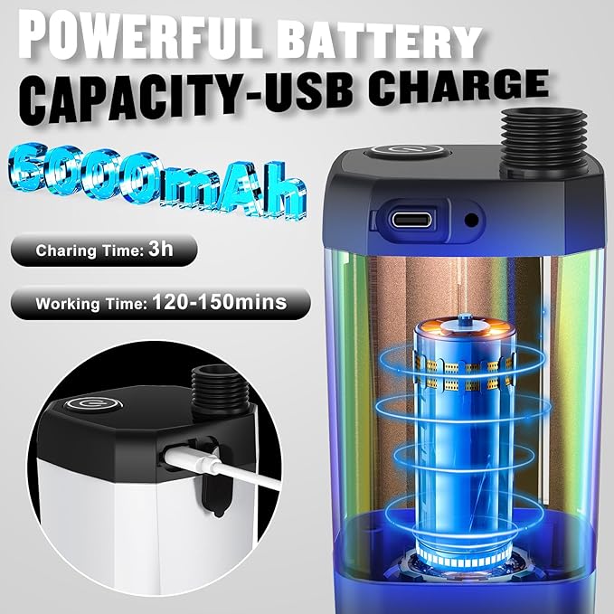 Portable Shower for Camping [Long-Lasting] Spopal 6000mAh Rechargeable Camping Shower with Intelligent LED Display 4 Spray Modes IPX7 Waterproof Outdoor Camp Pump for Hiking Travel Car Pet