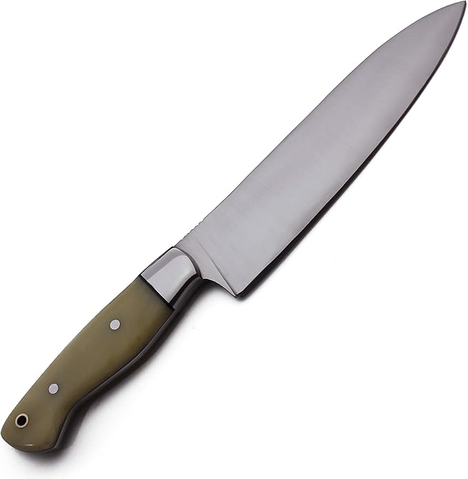 GCS Handmade Bone Handle D2 Tool Steel Chef Knife with leather sheath Full tang blade designed for Hunting &amp EDC GCS 132
